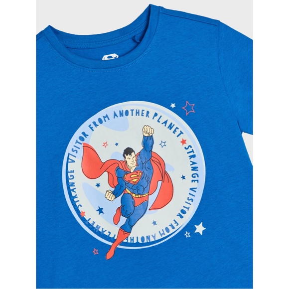 NWT DC Comics Superman Boys Kids T-shirt Size 7 8 Officially Licensed Cotton Tee - Picture 3 of 4